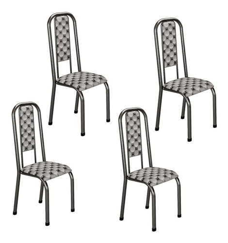 Conjunto De 4 Cadeiras Madmelos Com Encosto - Preto