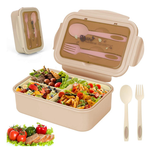 Bento Box, 1400ml Caja De Almuerzo, Reutilizable Caja De
