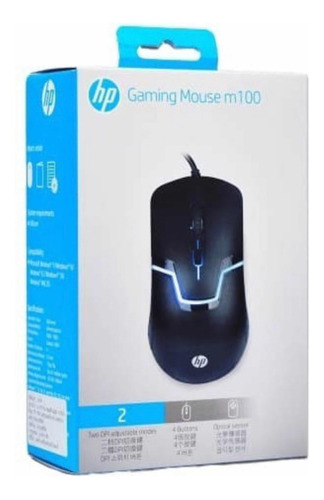 Mouse Gaming Hp M100 Rgb Alambrico Usb 1600 Dpi 4 Botones