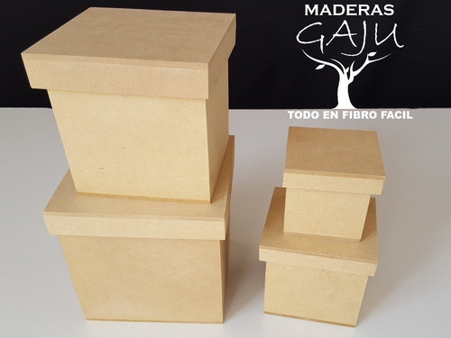 X10 Caja Cubo Fibrofaci  10x10x10cm Maderas Gaju