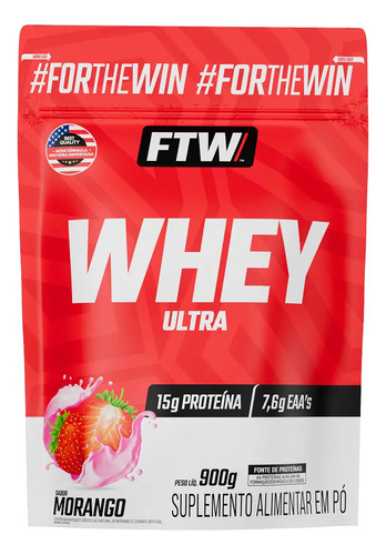Whey Protein Ultra Refil 900g Sabor Morango - FTW