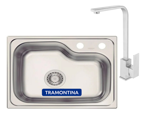 Bacha De Cocina Pileta Tramontina Acero Inoxidable + Grifo