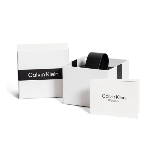 Calvin Klein Reloj Hombre Gauge 25200496 Piel Negro 41mm Bisel Plateado