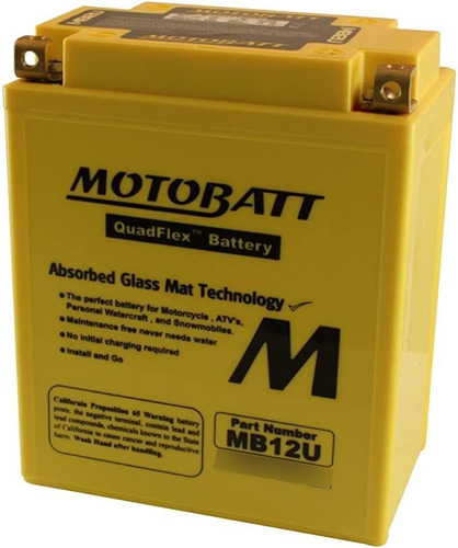 Motobatt Mb12u, Batería Agm Quadflex Activada De Fábrica .