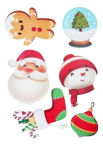 Party Store Stickers Para Vidrios Ventanas Navidad Papa Noel