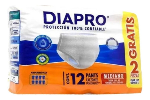 Pañal Para Adulto Diapro Pants Mediano 10pz
