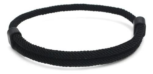 Pulsera Cordón Negro - Doble Ajuste Aleación De Acero 