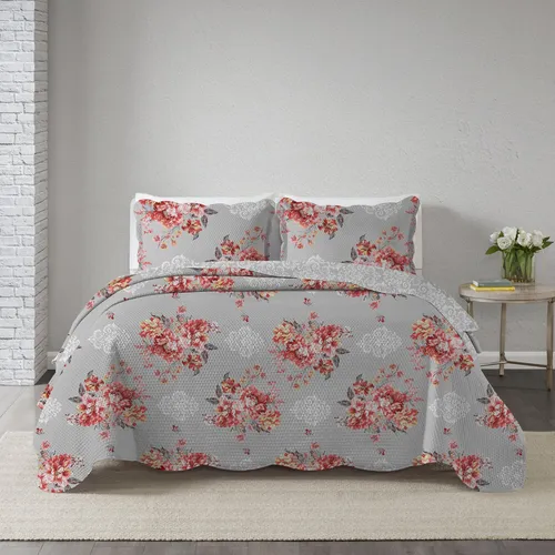 Kit Colcha Cobre Leito Queen 3 Peças Estampada