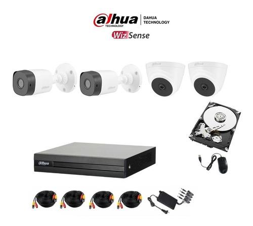 Kit Cámaras Seguridad Dahua 4 Canales Fhd 1080p Disco 1tb