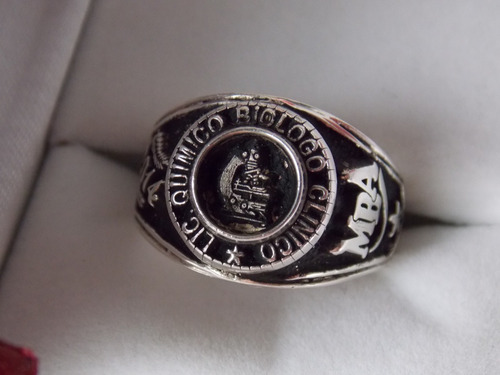 Anillo De Graduación Químico Biólogo Clínico Plata .925