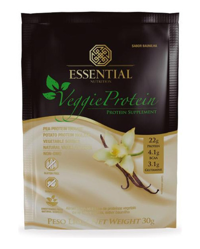 Kit 3x: Veggie Protein Vanilla Sachê Essential Nutrition 30g