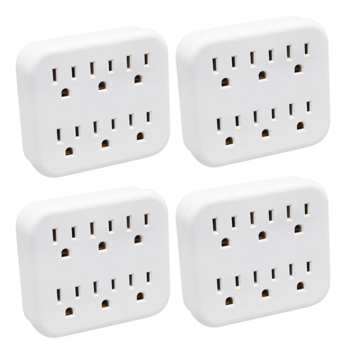Regleta Multicontacto Pared 6 Enchufes | 4 Piezas Blanco