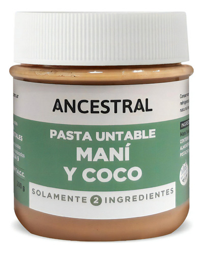 Pasta De Mani Y Coco Crema Natural 200g Ancestral Sin Tacc