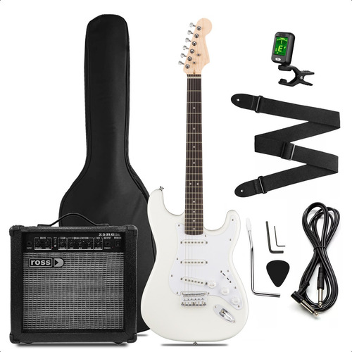 Combo Guitarra Electrica Rock + Ampli 25w + Accesorios Color White Orientación De La Mano Diestro
