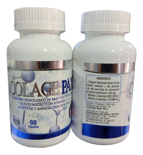 Colágeno Hidrolizado Colage Pax X 180 Caps (2 Frascos)