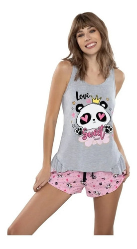 Pijama Verano De Dama So Pink Musculosa Estampada C/ Short 