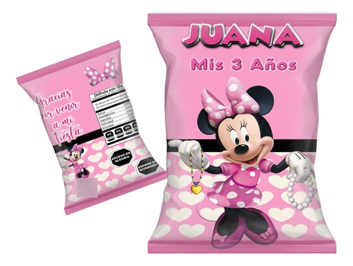 Bolsitas Golosineras Chips Bags X10 Minnie Rosa Cumpleaños