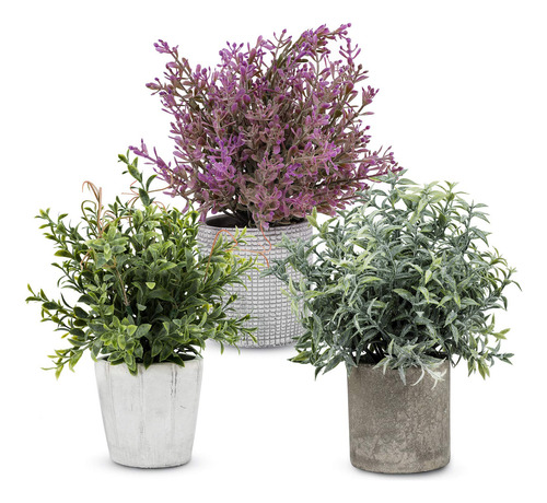 Juego De 3 Mini Plantas Artificiales En Maceta De Hierbas Si