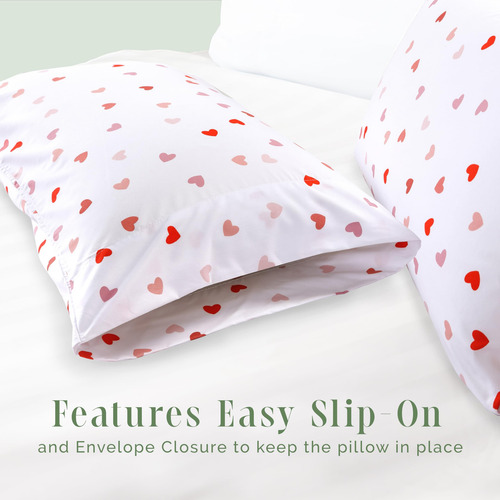 Juego De 2 Fundas De Almohada Ultra Suaves Estampado Corazon
