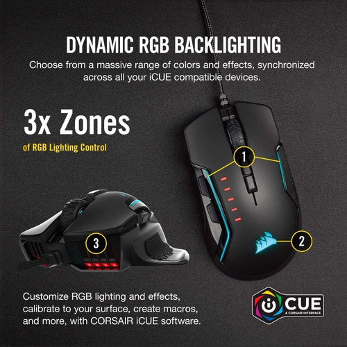 Mouse Gamer Corsair Glaive Rgb Pro 7 Botões 18000 Dpi Preto (Usado)