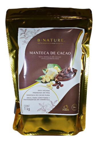 Manteca De Cacao Orgánica Grado Alimenticio 1 Kg Bnature