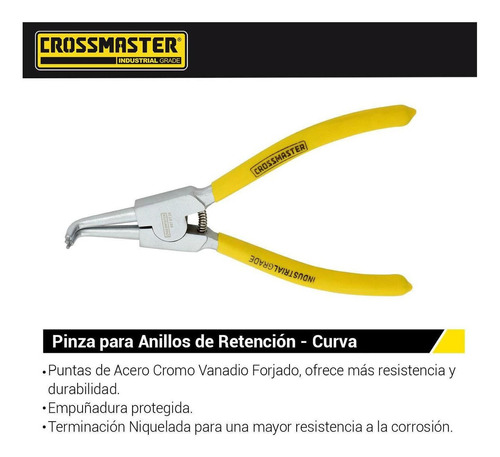 Pinza Anillos Retención Seeger Curva Externa 7 Crossmaster 9