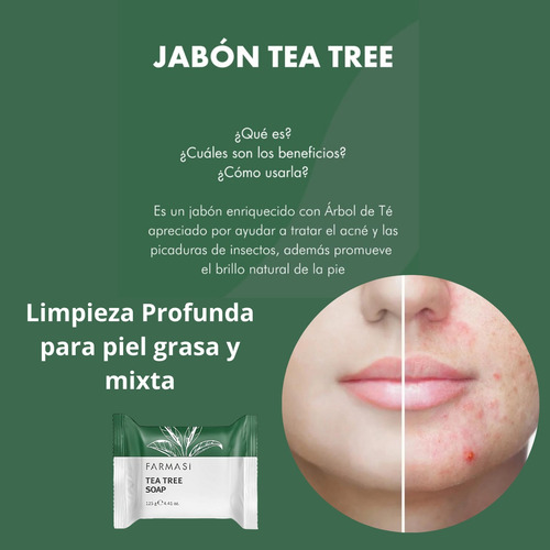 Jabon Tea Tree Farmasi Control De Acne Piel Grasa Y Mixta