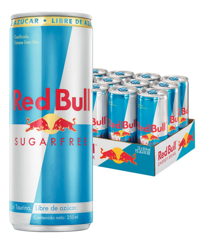 Bebida Energetica Red Bull Sugar Free 12 Latas De 250ml