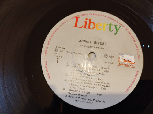 Johnny Rivers At Whisky A Go Go Vinyl,lp,acetato (Usado)