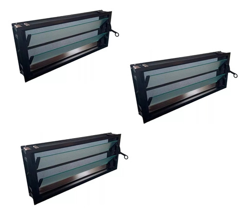 Aireador Ventiluz Aluminio Negro 60x26 C/mosquitero X 3