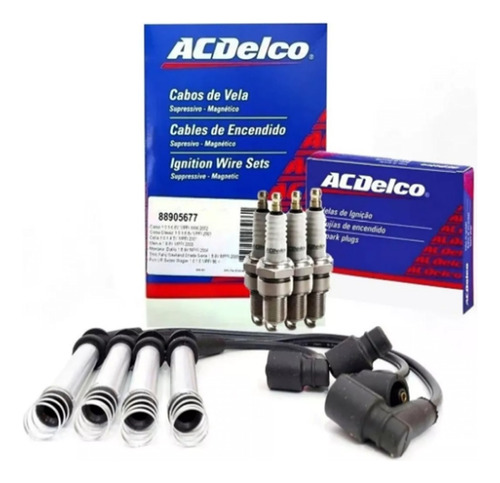 Kit Cables + Bujías Acdelco Spin Corsa Prisma 1.4 338/677