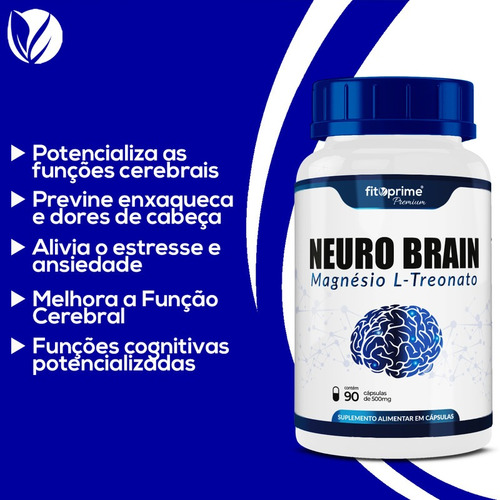 Imagem 2 de 4 de Magnésio L-treonato Puro Neuro Brain 90cps Fitoprime