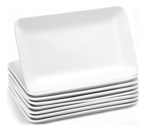 Plato Rectangular De Porcelana Blanco 20 Cm