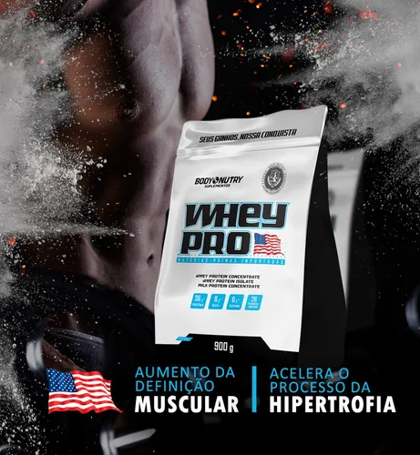 Suplemento en polvo Body Nutry que complementa Premium Whey Pro Whey Whey Pro con sabor a leche fermentada en una recarga de 900 g