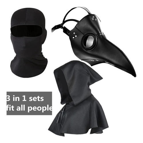 Mascara Y Capa De Plague Doctor Con Pico De Nariz Larga P...
