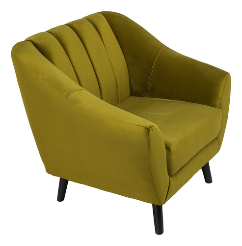 Sillón Individual Ocasional Vintage Moderno Minimalista Color Olivo Diseño De La Tela Terciopelo