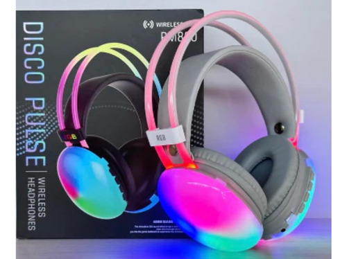 Auricular Vincha Luz Led Bluetooth Inalámbrico Rgb Pm860 Gris