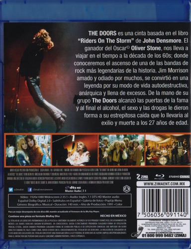 The Doors Val Kilmer Oliver Stone Pelicula Blu-ray