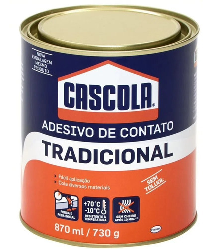 Cola Líquido sapateiro carpete madeira compensado CASCOLA contato marceneiro formica mdf sapato grama sintética de 730g - Amarelo