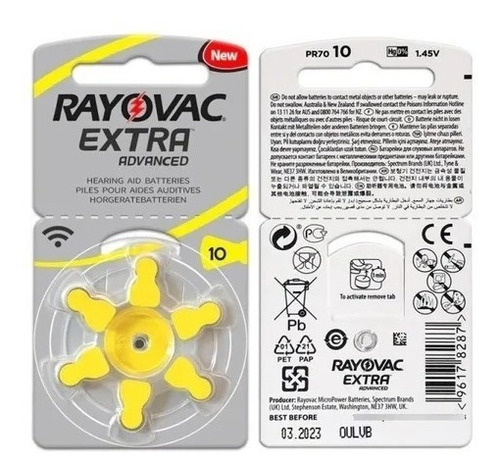 Rayovac Pilas Boton Para Audifono Baterias Unidades X6