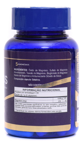 5 Magnésios 60 Cápsulas 500mg Jmsuplementos