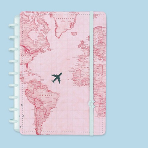 Caderno Inteligente Médio Mapa Mundi Rosa By Gocase 80fls