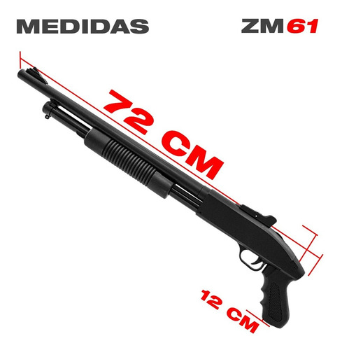 Imagen 5 de 10 de Rifle Airsoft Escopeta M 590 Spring Bbs Aire Comprimido