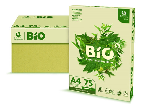 Kit 10 Resmas Bio Papel Color Natural Ecologico A4 75grs