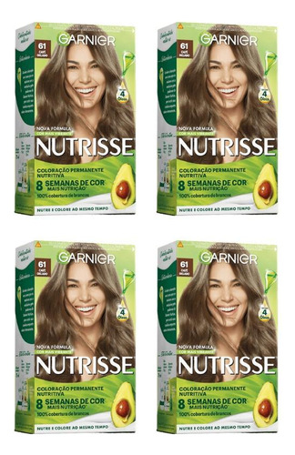  Garnier  Coloraçao nutrisse 61 louro cinza escuro-kit c/4un tom loiro