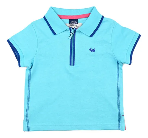 Playera Polo Para Bebo Manga Corta Marca Ferrioni Color Aqua