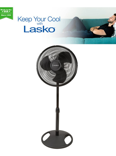 Ventilador Pedestal 16  Lasko 3 Velocidades Altura Ajustable