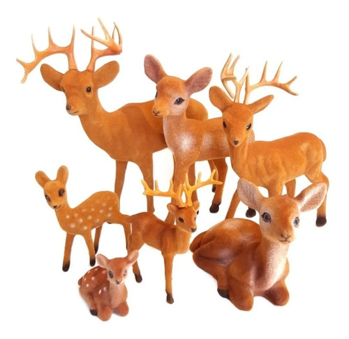 Ciervos Venados Adornos Pesebre Animales Del Bosque Pack X 7