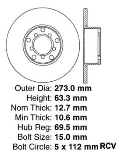 Disco Frenos  Delantera Para Mercedes Benz 250   1969