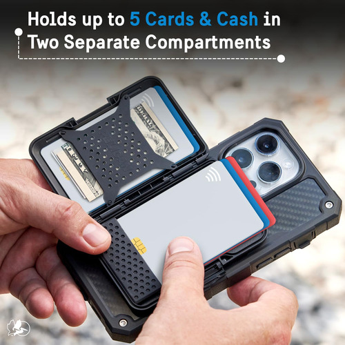 Magnetic Wallet Pelican For iPhone W/ Card Holder Rfid Black